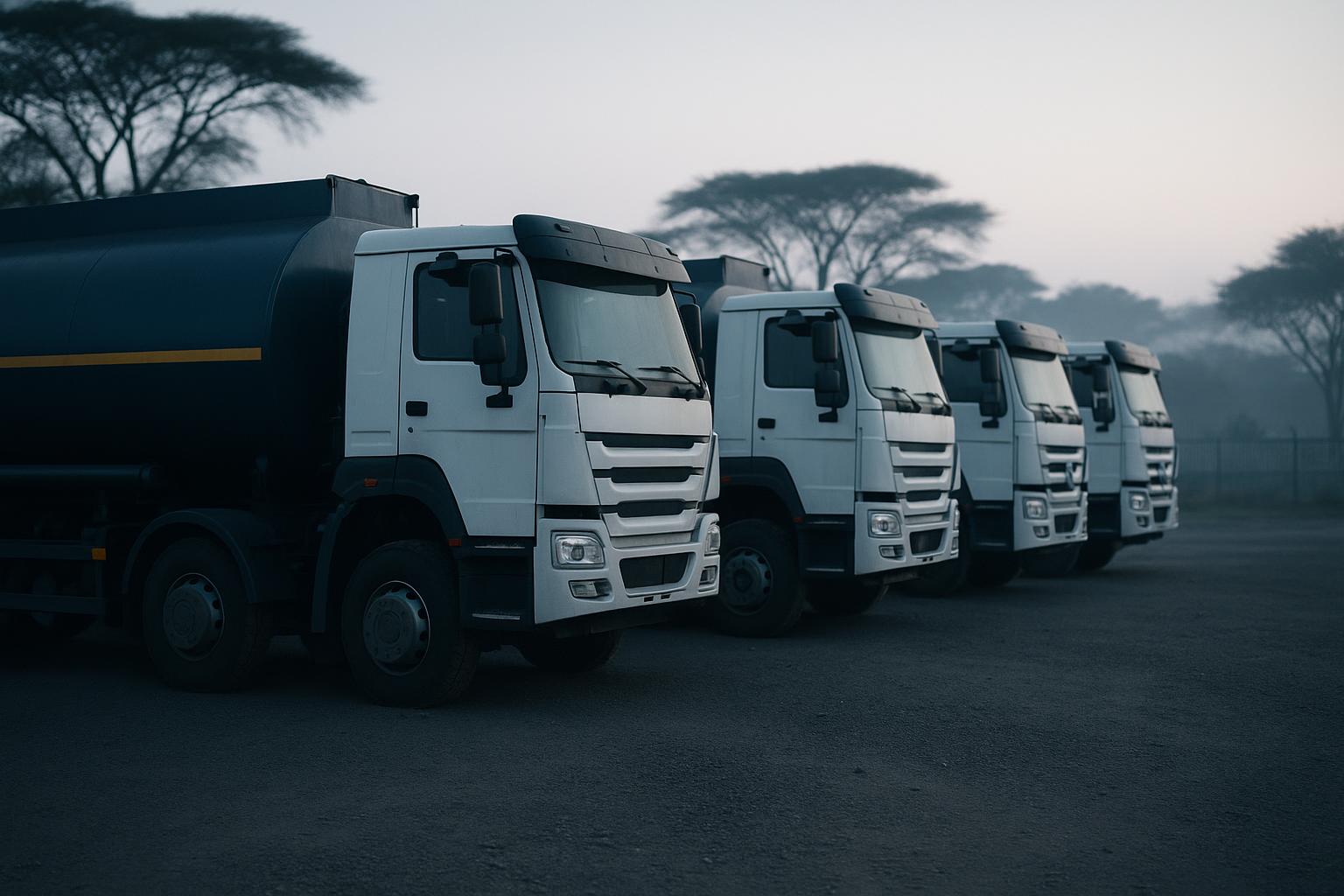 Hirgal's tanker fleet in its yard at first light